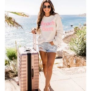 Pink Lily BEACH BUM IVORY CORDED GRAPHIC SWEATSHIRT